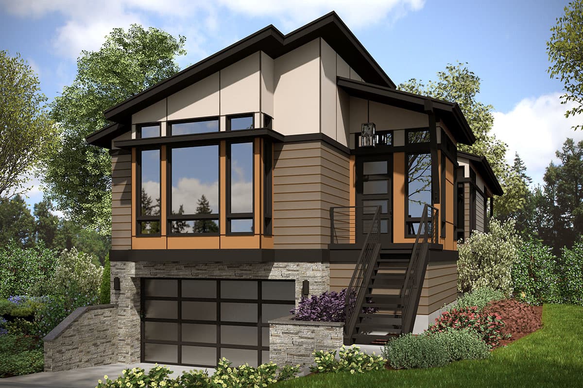 Plan 23901JD: Narrow Contemporary Northwest House Plan with Den and Main-floor Master Bedroom - Image #7 - Contemporary, Modern, Northwest, Prairie