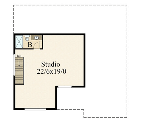 Plan 85345MS: Modern Garage Studio with an RV Bay - Floor Plan - 2nd Floor - Carriage, Mid Century Modern, Modern, Northwest, Prairie