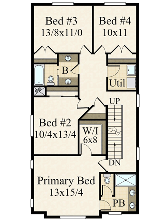 Plan 85346MS: Narrow 3-Story Hip Roof Home with Open Concept Living Space - Floor Plan - 2nd Floor - Contemporary, Modern, Northwest