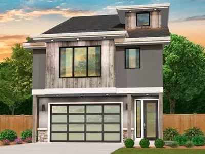 Narrow 3-Story Hip Roof Home with Open Concept Living Space