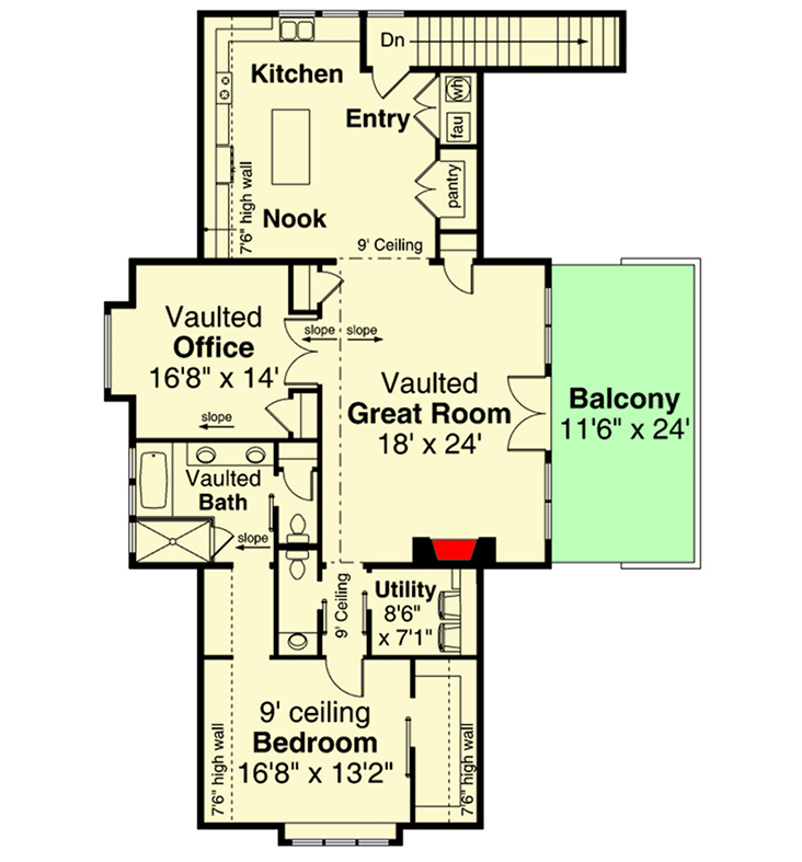 Plan 720079DA: Garage Apartment with Vaulted Great Room and a Home Office - Floor Plan - 2nd Floor - Carriage, Craftsman