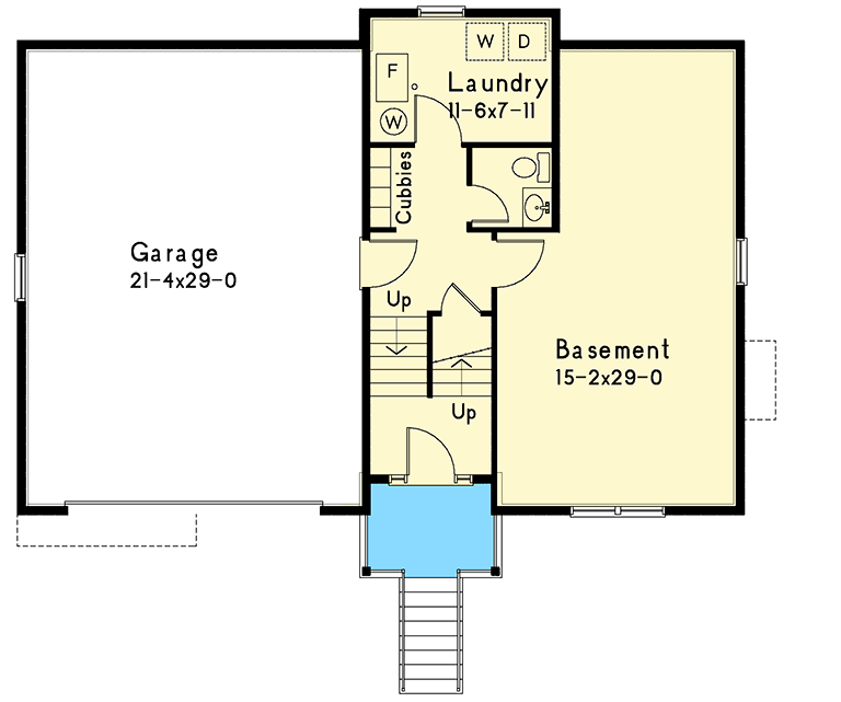Plan 22171SL: Split-Level Traditional Home Plan with Mudroom - Floor Plan - Lower Level - Traditional