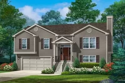 Split-Level Traditional Home Plan with Mudroom