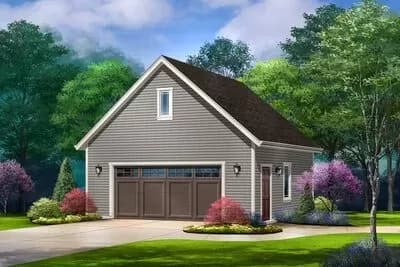 Traditional 2-Car Garage with a 10 on 12 Gable Roof - 576 Sq Ft