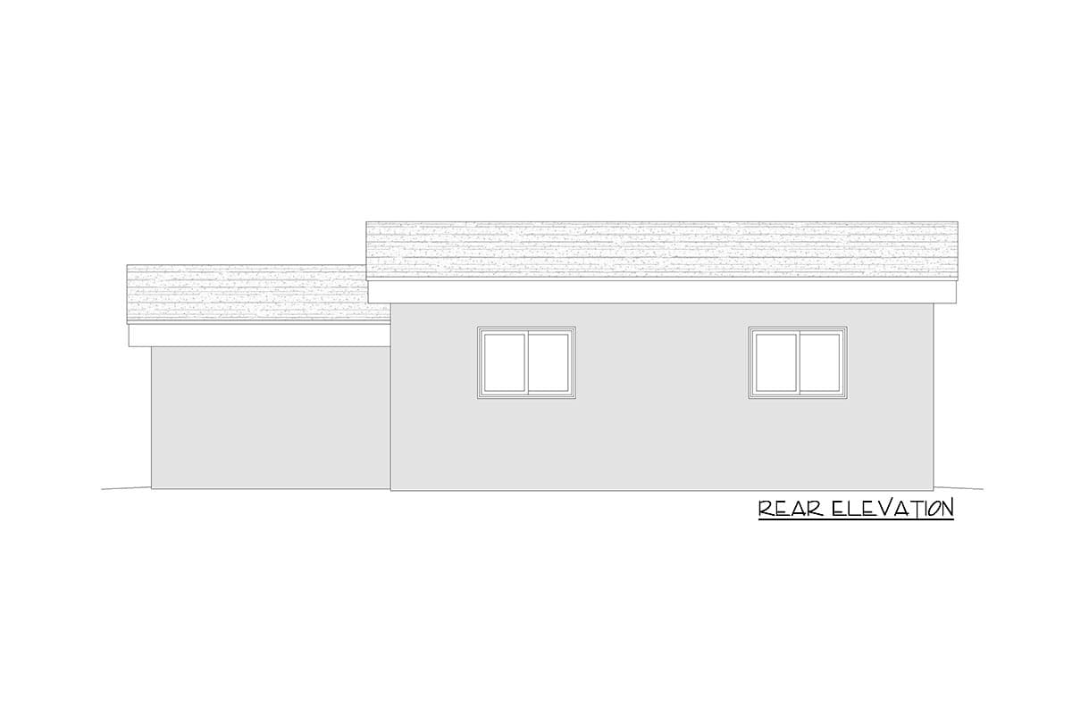 Plan 68789VR: Modern Double Garage with Attached Shed - Image #4 - Contemporary, Mid Century Modern, Northwest, Ranch
