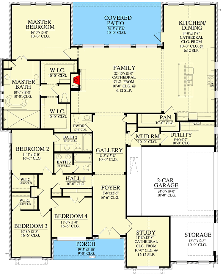 Plan 440020PWL: Exclusive 4-Bed New American Home Plan with Brick and Board and Batten Siding - Floor Plan - Main Level - Craftsman, Farmhouse, Modern Farmhouse, New American