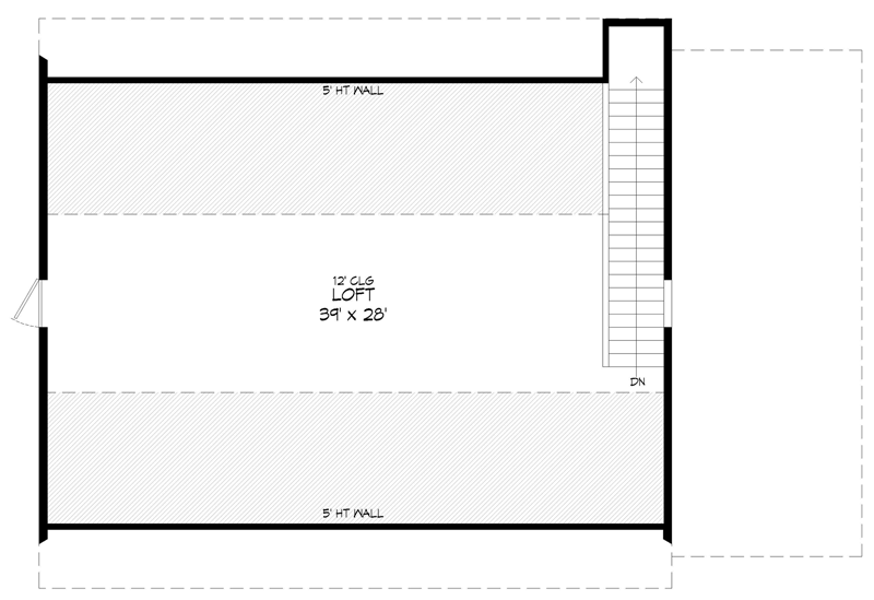 Plan 68792VR: 1440 Sq Ft Lift-Friendly Barn-Style Garage with Loft and Drive-Through Bay - Floor Plan - 2nd Floor Loft - Barndominium, Carriage, Country, Rustic