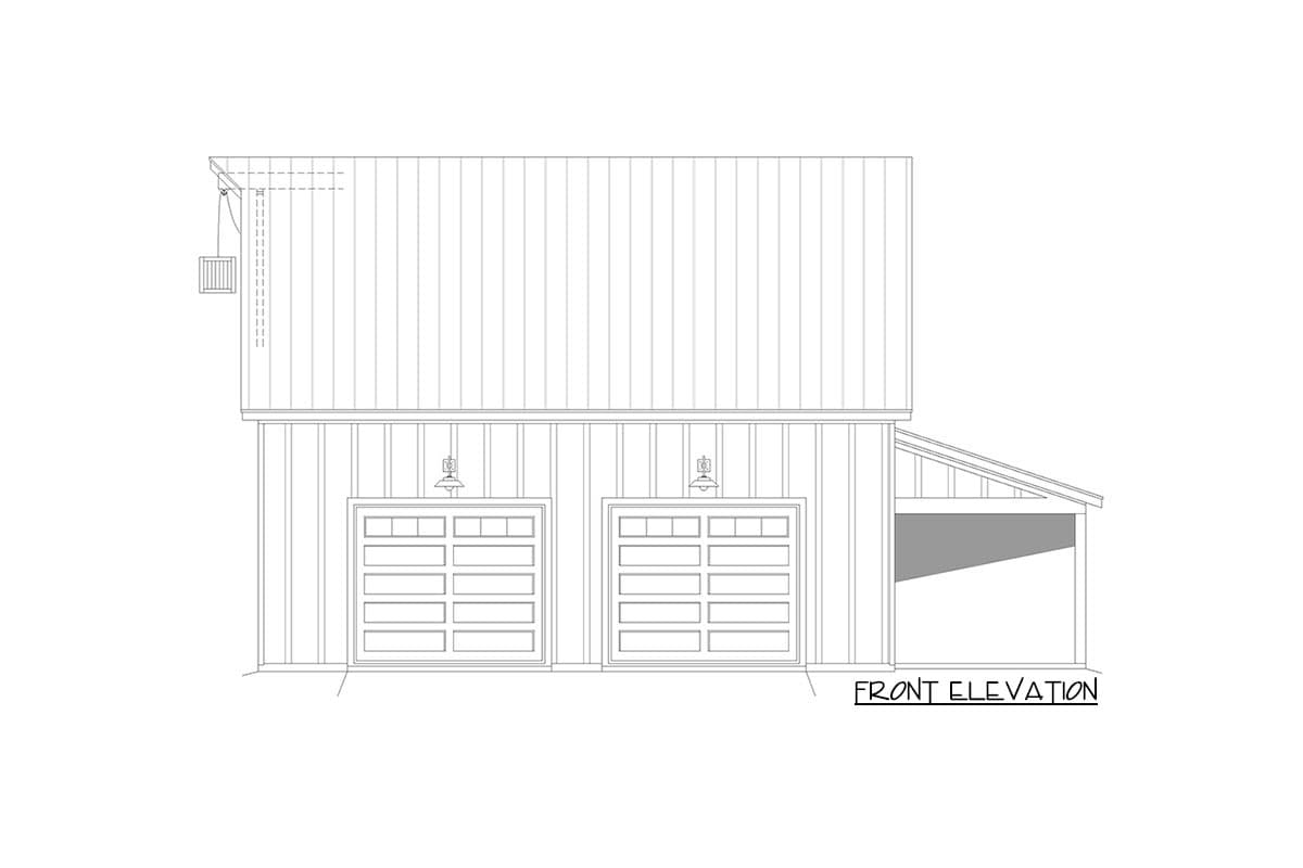 Plan 68792VR: 1440 Sq Ft Lift-Friendly Barn-Style Garage with Loft and Drive-Through Bay - Image #5 - Barndominium, Carriage, Country, Rustic