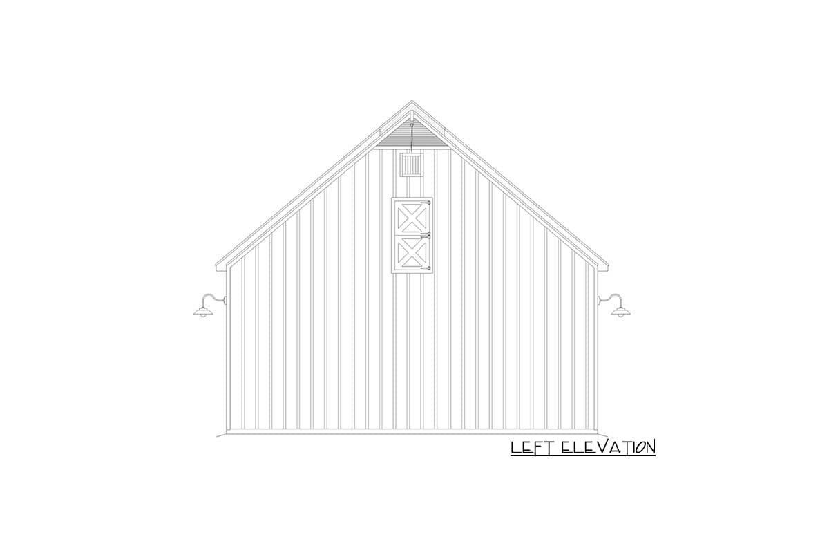 Plan 68792VR: 1440 Sq Ft Lift-Friendly Barn-Style Garage with Loft and Drive-Through Bay - Image #6 - Barndominium, Carriage, Country, Rustic