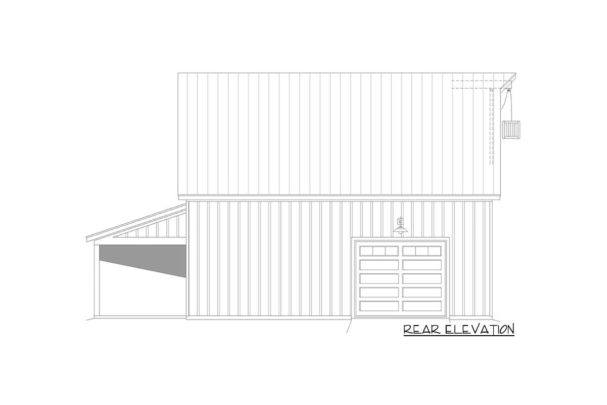 Plan 68792VR: 1440 Sq Ft Lift-Friendly Barn-Style Garage with Loft and Drive-Through Bay - Image #7 - Barndominium, Carriage, Country, Rustic