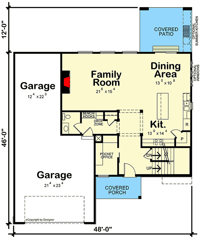 Plan 42679DB: Flexible 2-story Home Plan with Second-level Bedrooms and a Fifth Bedroom Option - Floor Plan - Main Level - Northwest, Traditional