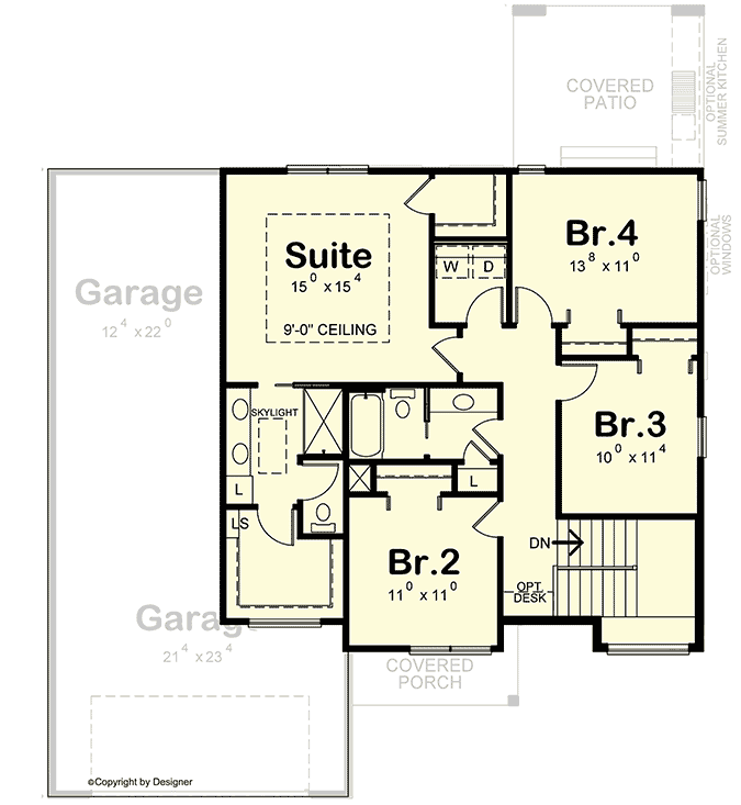 Plan 42679DB: Flexible 2-story Home Plan with Second-level Bedrooms and a Fifth Bedroom Option - Floor Plan - 2nd Floor - Northwest, Traditional