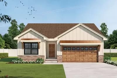 Small New American 2-Bed House Plan with Pocket Office