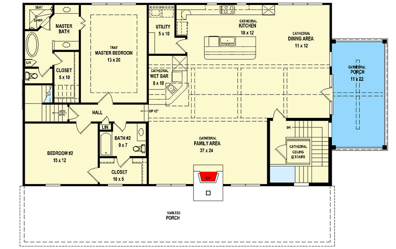 Plan 58626SV: 2-Bed Barndominium with 4-Car Garage - Floor Plan - 2nd Floor - Barndominium, Country, Craftsman, Mountain, Rustic, Vacation
