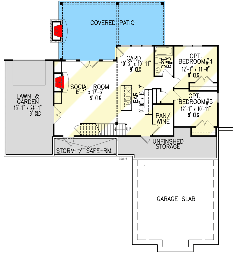 Plan 25709GE: New American Ranch Home Plan with Shed Dormer and Vaulted Rear Porch - Floor Plan - Optionally Finished Lower Level - Country, Farmhouse, New American, Ranch, Rustic, Southern