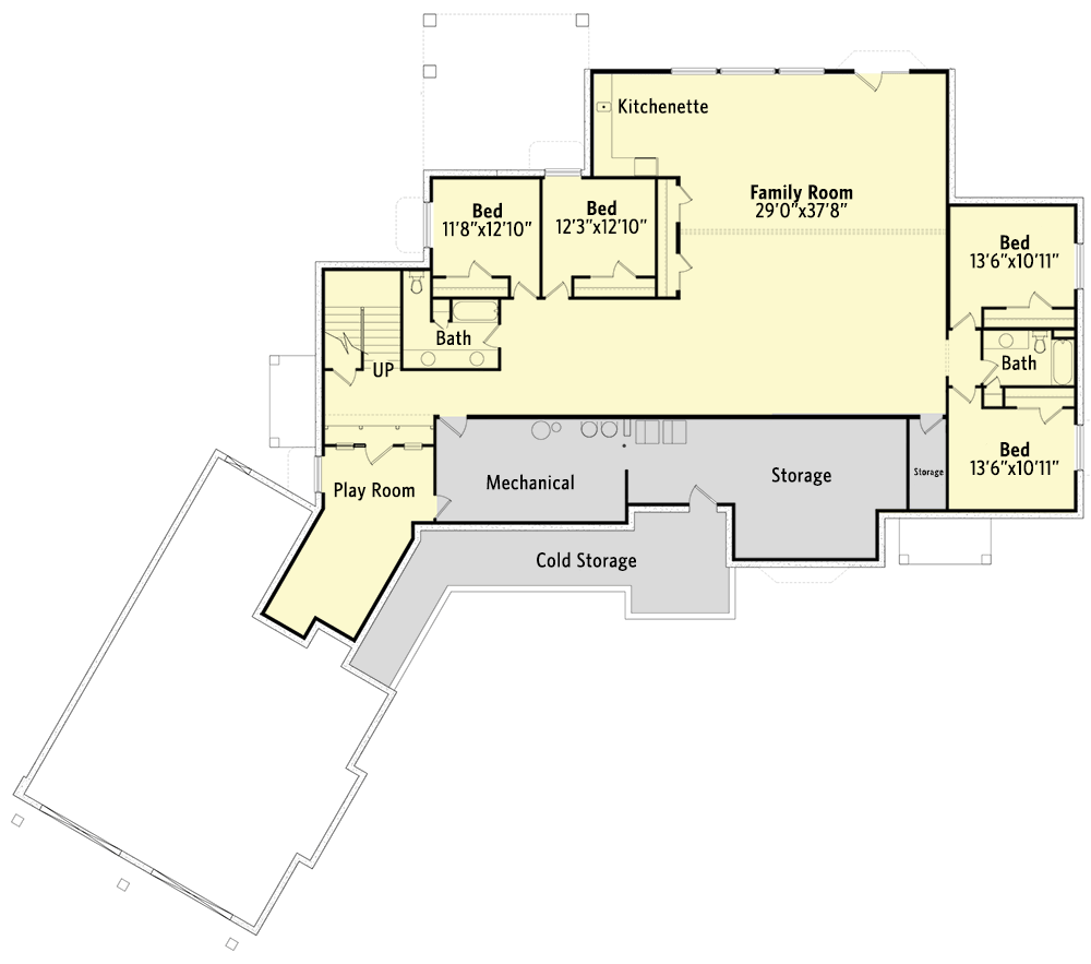 Plan 849001PGE: Spacious French Country Home Plan with Deluxe Owner's Suite - Floor Plan - Lower Level - European, French Country