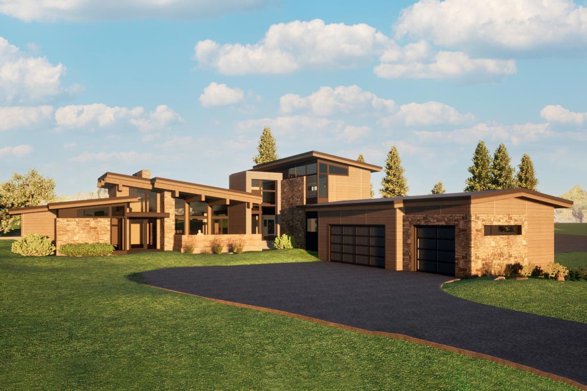 Plan 54242HU: Contemporary 4-Bed Home Plan with Two Main-level Master Suites - Image #50 - Contemporary, Mid Century Modern, Modern, Mountain, Northwest