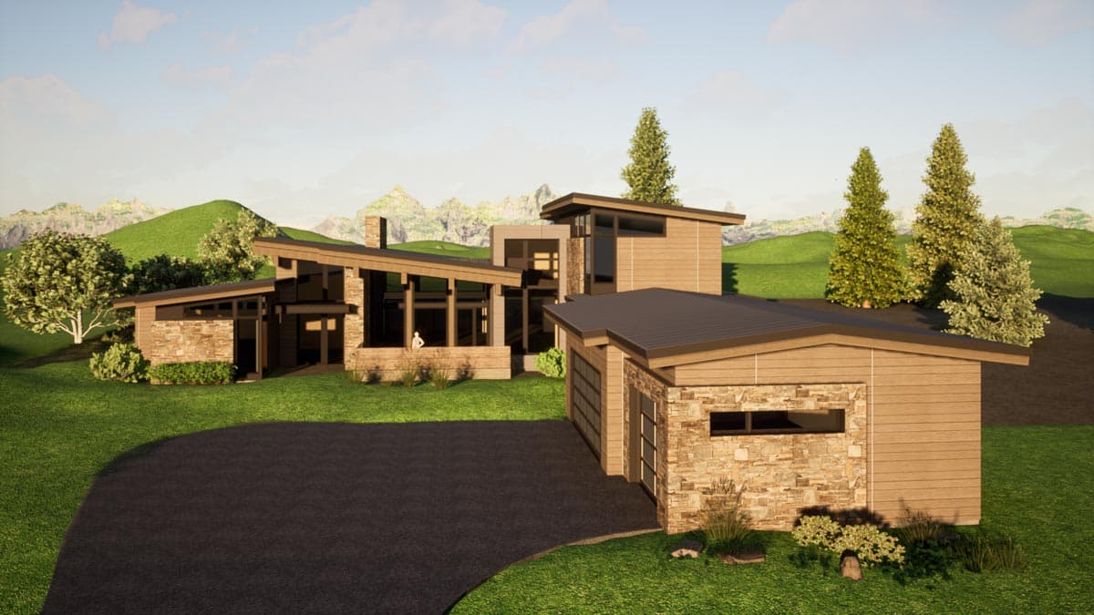 Plan 54242HU: Contemporary 4-Bed Home Plan with Two Main-level Master Suites - Image #52 - Contemporary, Mid Century Modern, Modern, Mountain, Northwest