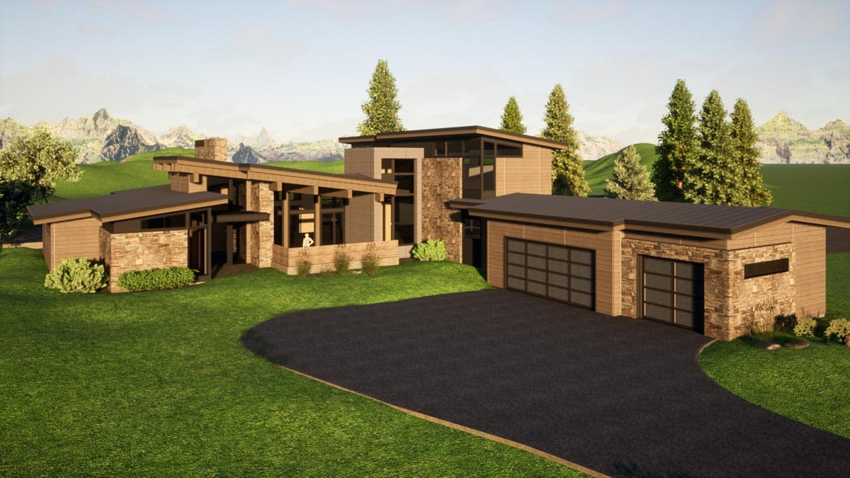 Plan 54242HU: Contemporary 4-Bed Home Plan with Two Main-level Master Suites - Image #53 - Contemporary, Mid Century Modern, Modern, Mountain, Northwest