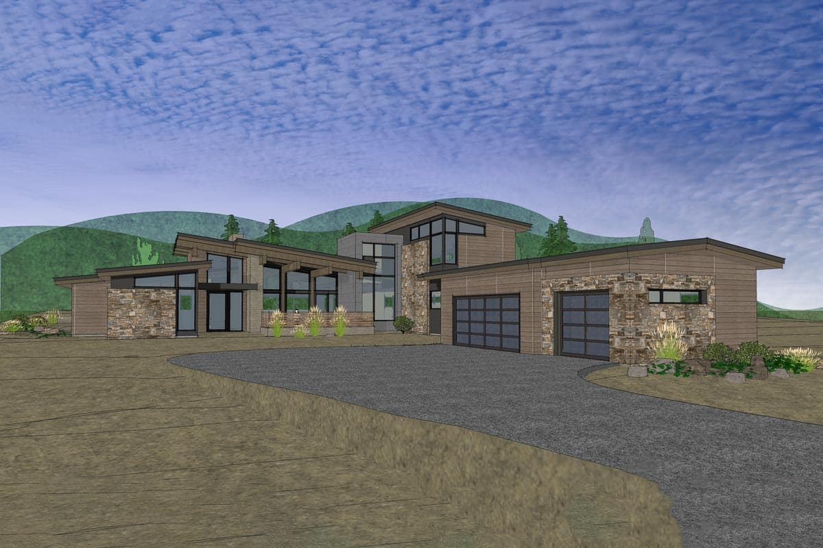 Plan 54242HU: Contemporary 4-Bed Home Plan with Two Main-level Master Suites - Image #57 - Contemporary, Mid Century Modern, Modern, Mountain, Northwest