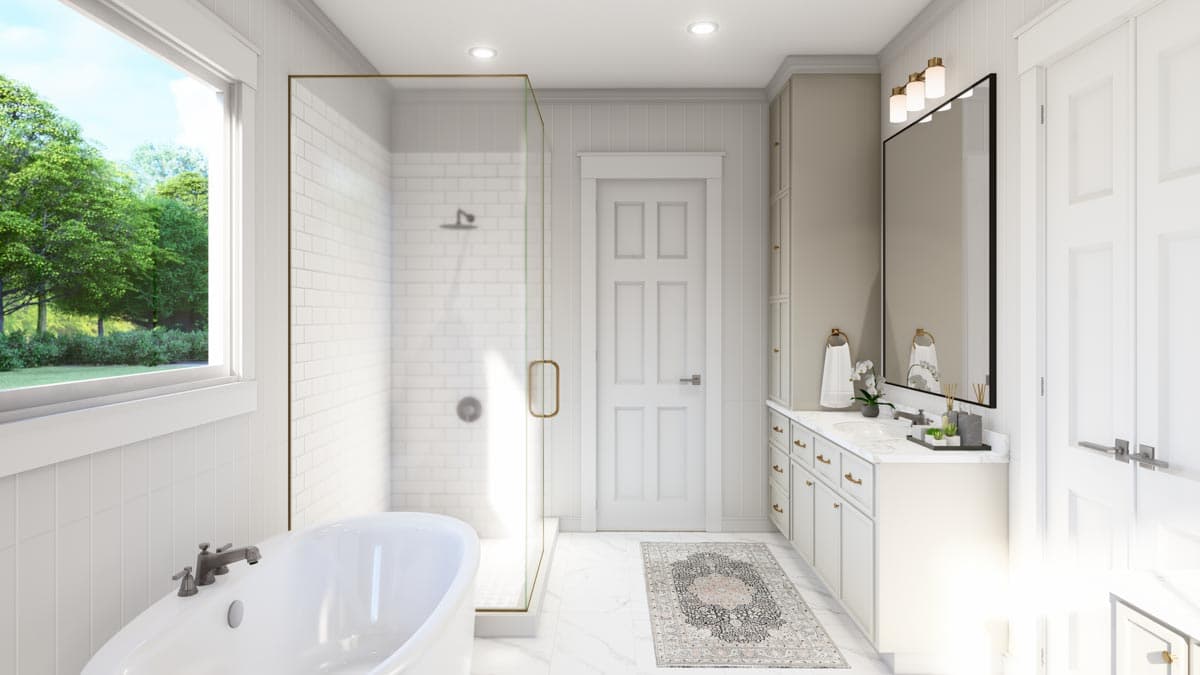 Plan 51870HZ: 3-Bed Modern Farmhouse with 10'-Deep Wrap Around Porch and a Bonus Room - Image #14 - Country, Modern Farmhouse, Southern