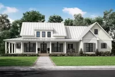 3-Bed Modern Farmhouse with 10'-Deep Wrap Around Porch and a Bonus Room