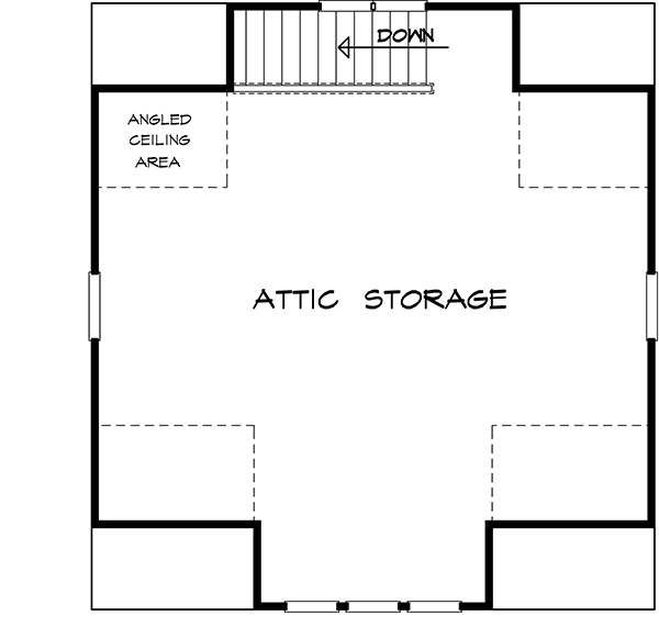 Plan 360082DK: Detached 2-Car Garage with Walkup Attic Storage - Floor Plan - 2nd Floor - New American, Traditional
