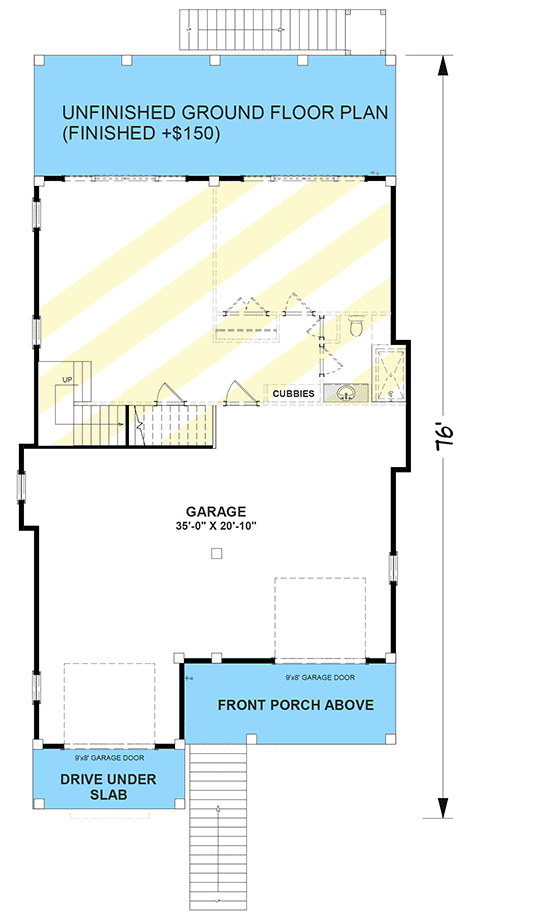 Plan 765030TWN: Coastal Home Plan with Expansion Option on the Main Level - Floor Plan - Main (ground) Level w/ Optional Finished Layout - Beach, Coastal, Cottage, Craftsman, Florida-Style, Low Country, New American, Southern, Vacation