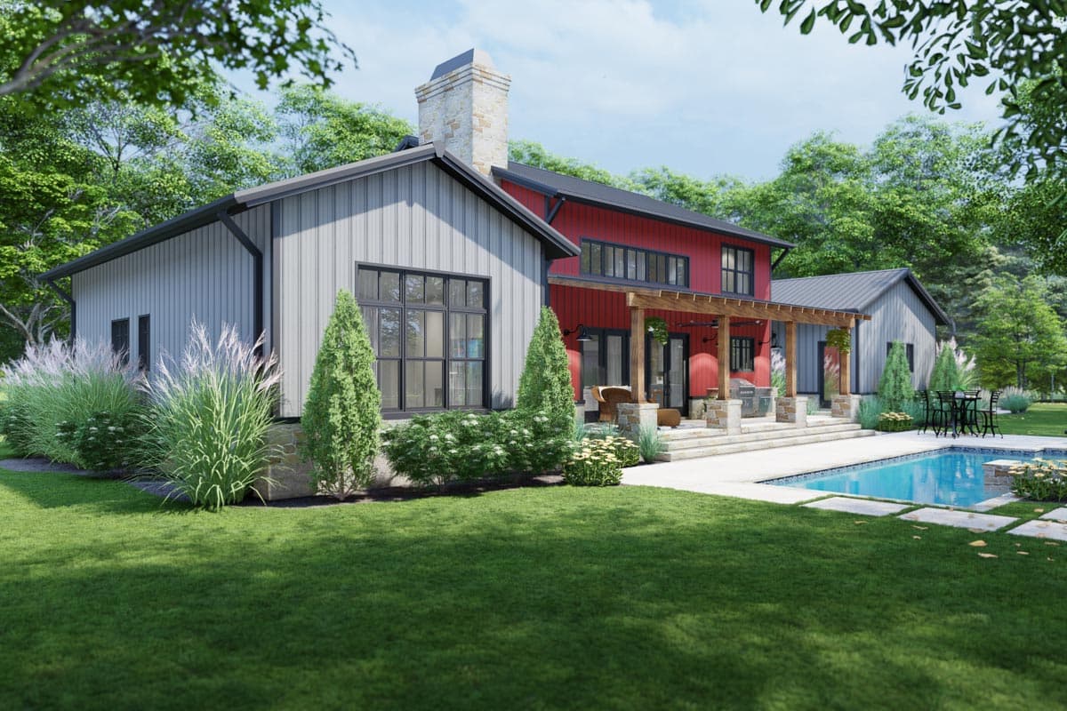 Plan 16923WG: Metal Framed 4-Bed Modern Farmhouse Plan with Home Office - Image #4 - Country, Craftsman, Farmhouse, Modern Farmhouse, New American