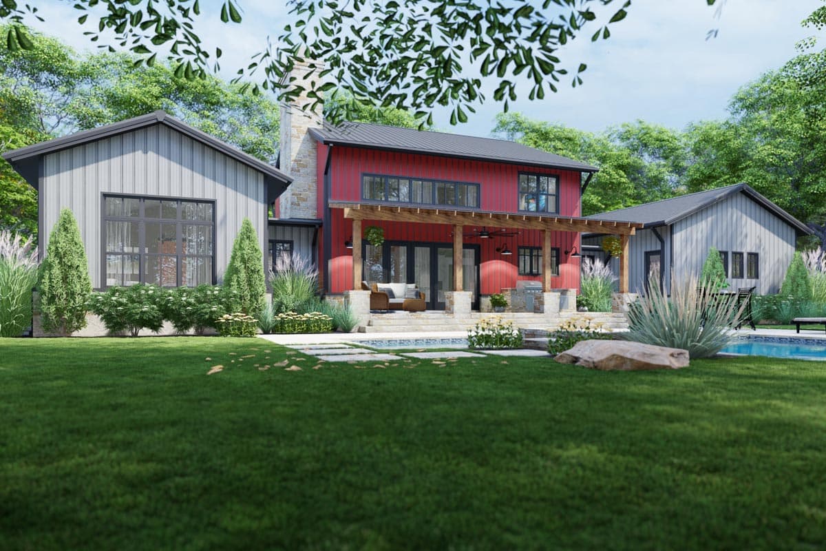 Plan 16923WG: Metal Framed 4-Bed Modern Farmhouse Plan with Home Office - Image #5 - Country, Craftsman, Farmhouse, Modern Farmhouse, New American