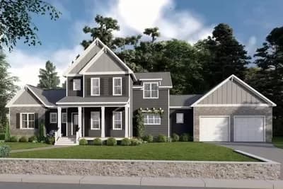 New American Farmhouse Plan with Main-floor Master Bedroom