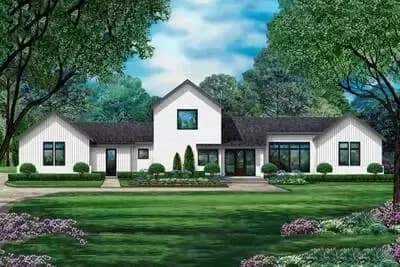 4-Bed European Transitional Home Plan with Rear-access Garage