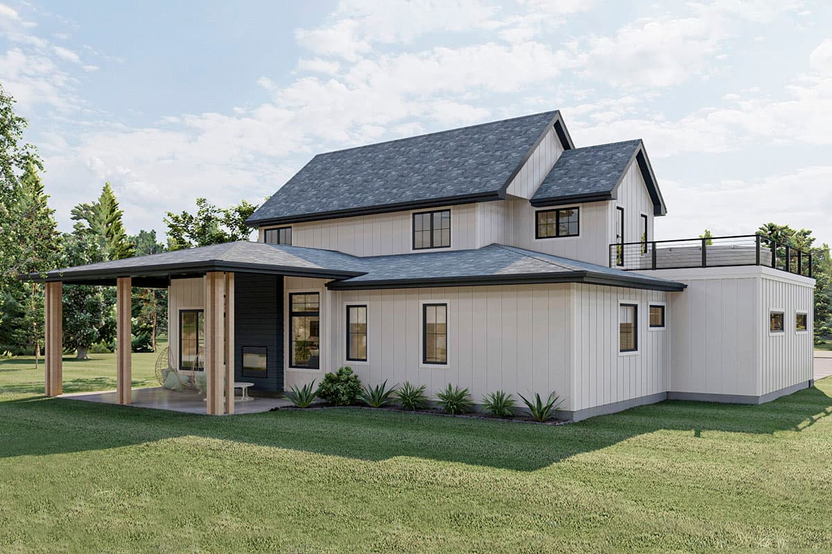 Plan 623024DJ: 4-Bed Modern Farmhouse with a Loft and Party Deck Above the Garage - 2499 Sq Ft - Image #6 - Country, Modern Farmhouse, New American