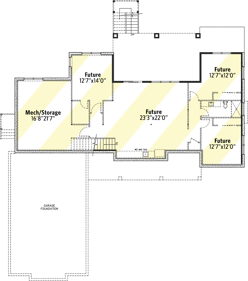 Plan 665002GWL: Exclusive New American Craftsman Home Plan with Huge Patio in Back - Floor Plan - Lower Level - Craftsman, New American, Ranch