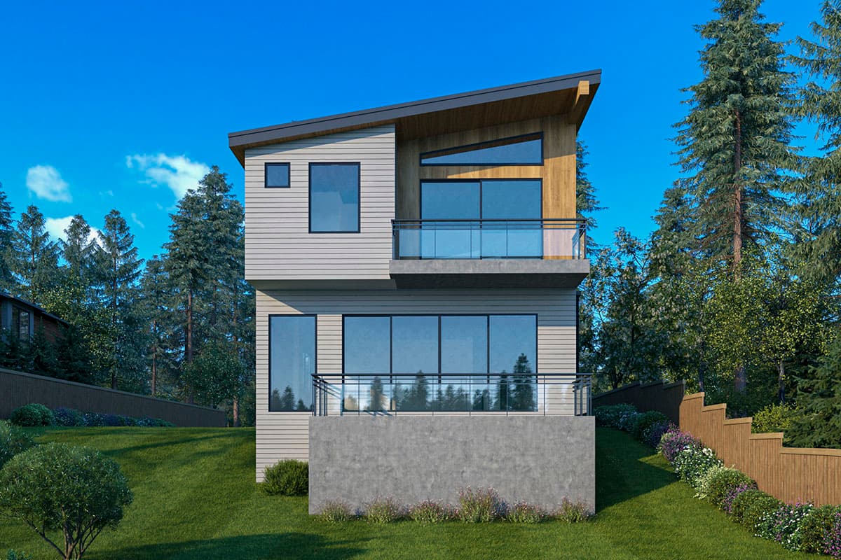 Plan 666115RAF: Narrow Contemporary Home Plan with Front and Back Balconies - Image #4 - Contemporary, Modern, Northwest, Prairie