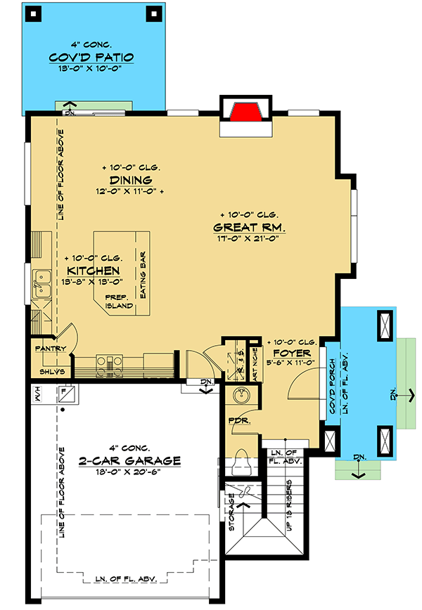 Plan 666116RAF: Contemporary Two-story Home Plan with Open Main Level - Floor Plan - Main Level - Contemporary, Modern, Northwest