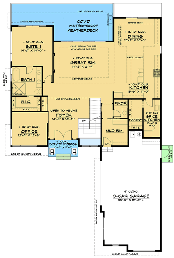 Plan 666117RAF: Spacious Contemporary House Plan with Lower-level ADU - Floor Plan - Main Level - Contemporary, Modern, Northwest