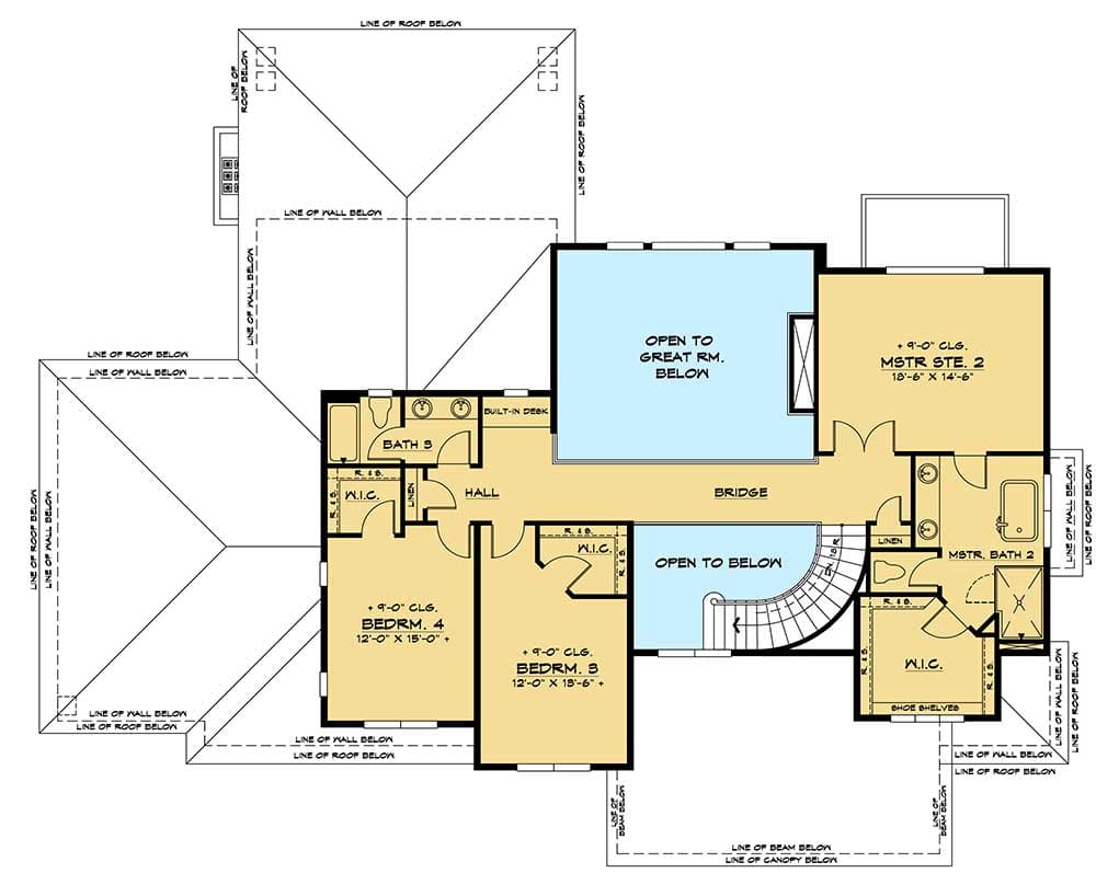 Plan 666119RAF: Spacious Contemporary Northwest Home Plan with Den and Two Master Suites - Floor Plan - 2nd Floor - Contemporary, Modern, Northwest, Prairie