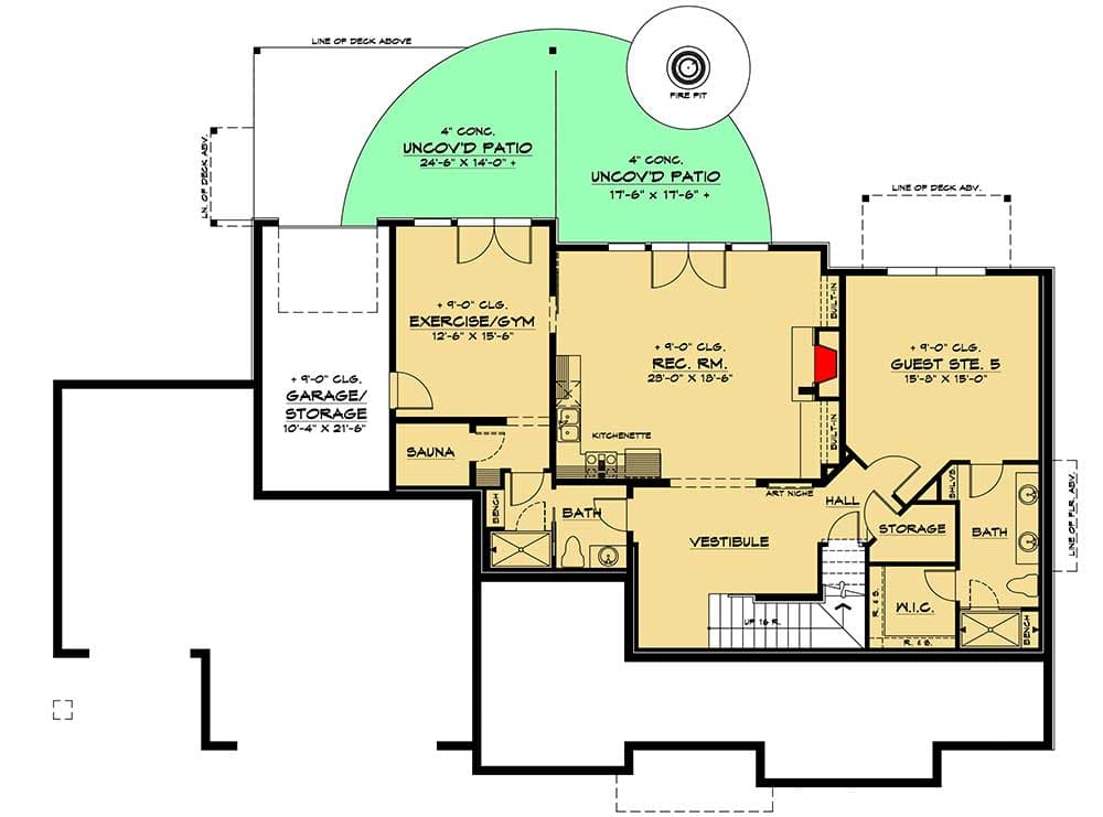 Plan 666119RAF: Spacious Contemporary Northwest Home Plan with Den and Two Master Suites - Floor Plan - Lower Level - Contemporary, Modern, Northwest, Prairie