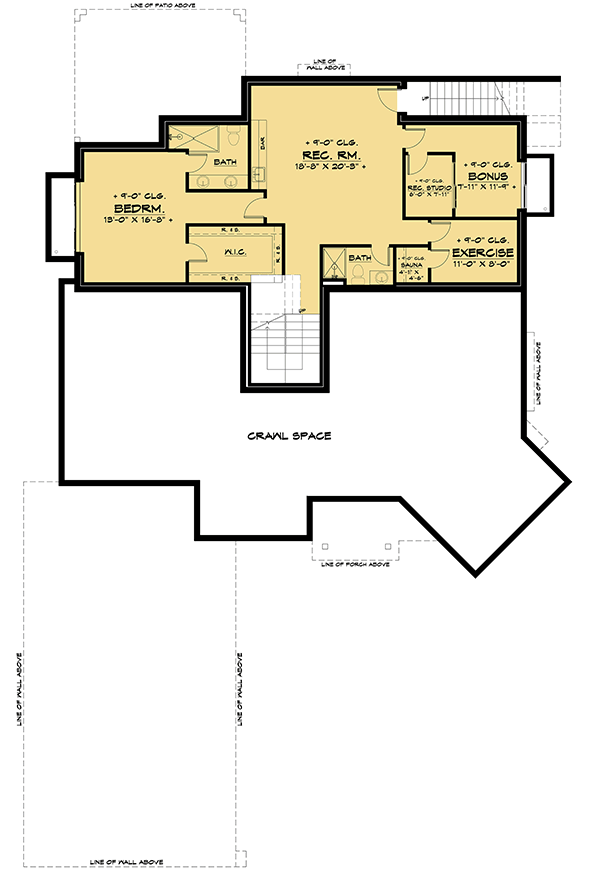 Plan 666121RAF: Spacious Contemporary Home Plan with Home Office and Recording Studio - Floor Plan - Lower Level - Contemporary, Modern, Northwest