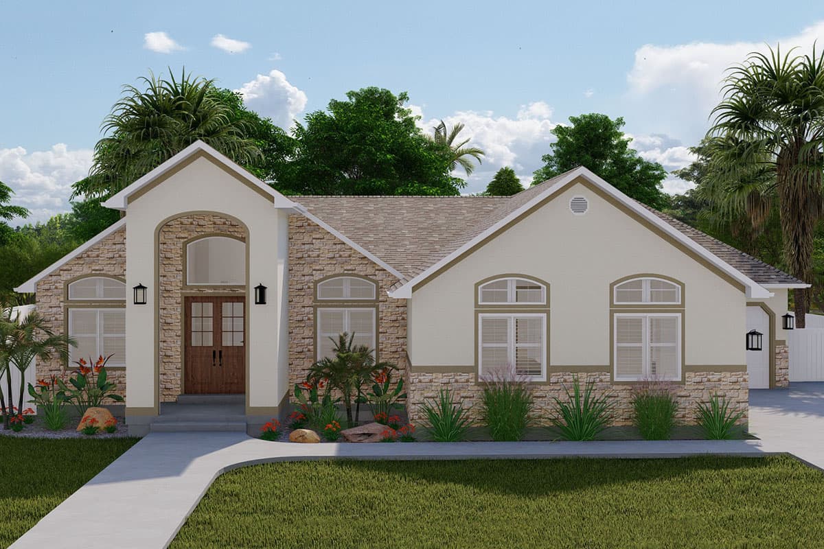 Plan 61387UT: Stone and Stucco-Clad House Plan with Home Office - Image #8 - European, Mediterranean