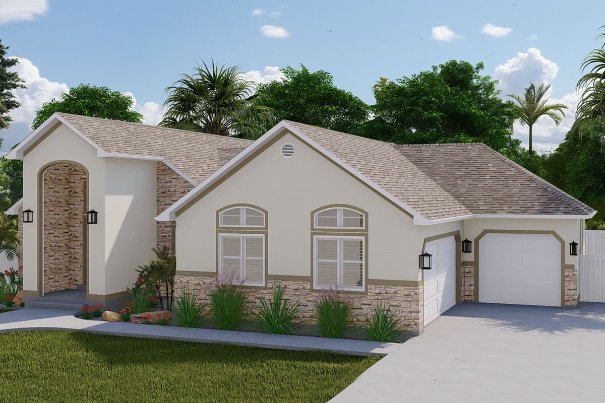 Plan 61387UT: Stone and Stucco-Clad House Plan with Home Office - Image #9 - European, Mediterranean