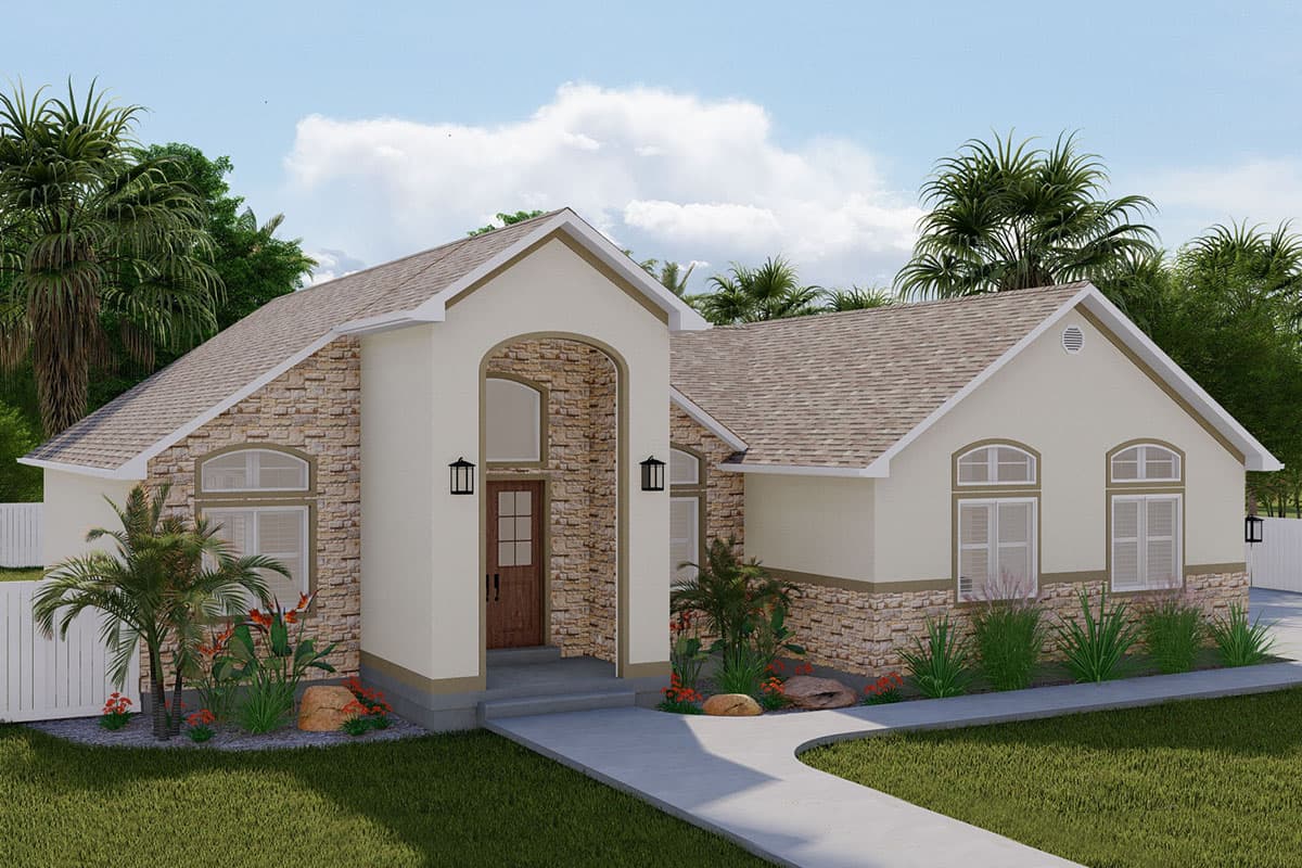 Plan 61387UT: Stone and Stucco-Clad House Plan with Home Office - Image #14 - European, Mediterranean