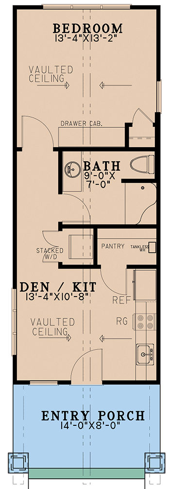 Plan 70820MK: Rustic 504 Square Foot Cabin - Floor Plan - Main Level - Cabin, Cottage, Rustic, Vacation