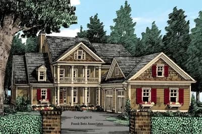 4-Bed House Plan with Dramatic Second Floor Balcony