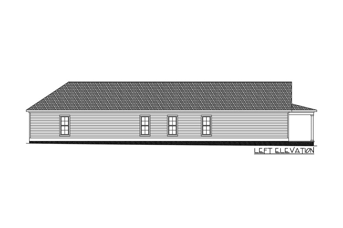 Plan 521012TTL: Exclusive Narrow House Plan with Rear Double Garage - 1391 Sq Ft - Image #5 - Cottage, Country, Southern, Traditional, Vacation