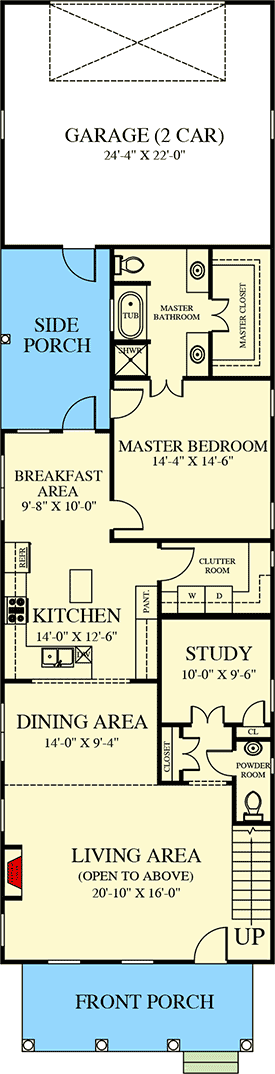 Plan 521013TTL: Rectangular 3-Bed Home Plan with Main-floor Master Bedroom - Floor Plan - Main Level - Bungalow, Cape Cod, Cottage, Country, Traditional