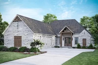Exclusive One-level House Plan with Split Bedrooms and a Pocket Office