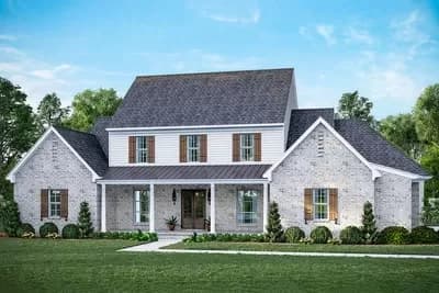 Exclusive New American Home Plan with Home Office and Partially-screened Porch