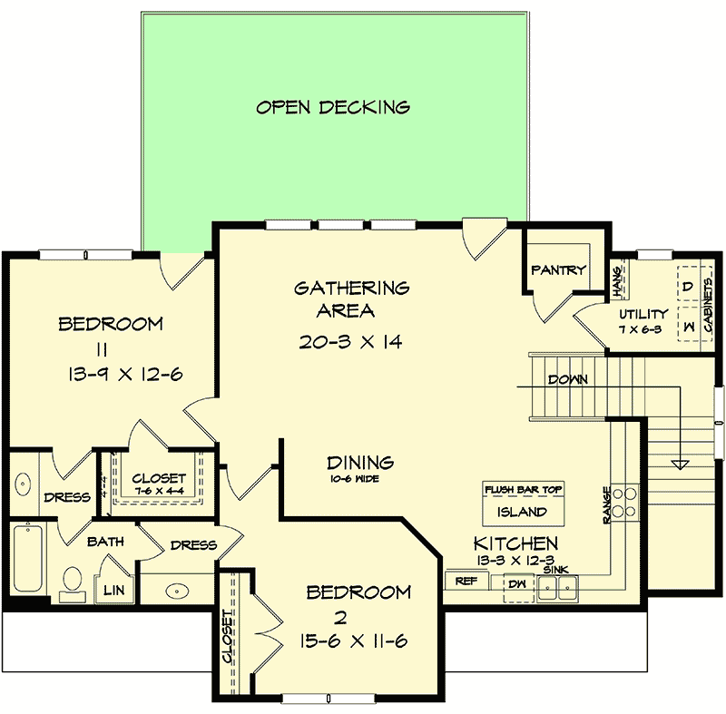 Plan 360084DK: 3-Bay Barndominium Garage Apartment with 2 Bedrooms - Floor Plan - 2nd Floor - Barndominium, Carriage, Country, Traditional